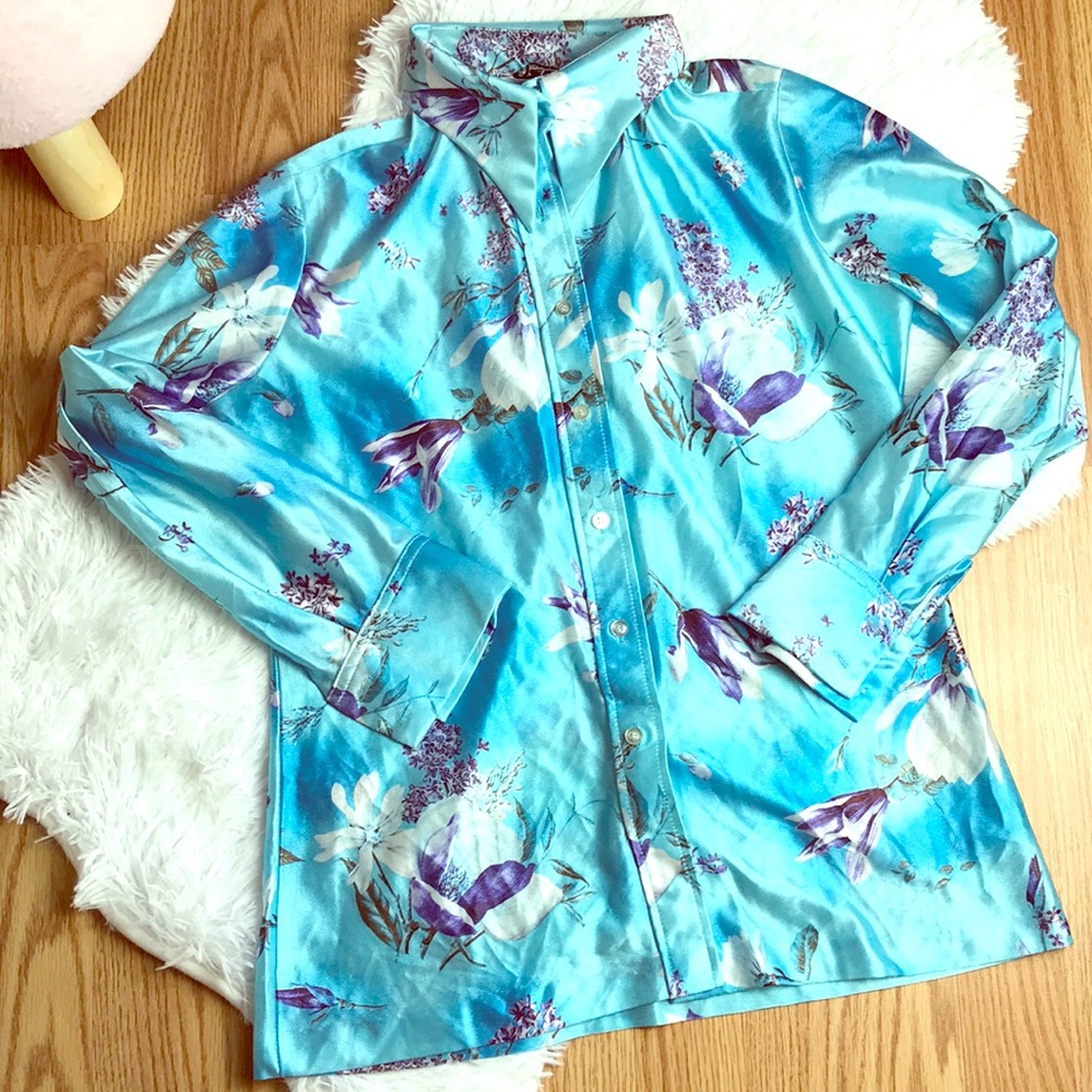 Stunning 70’s Lanvin Floral Button Up S/M